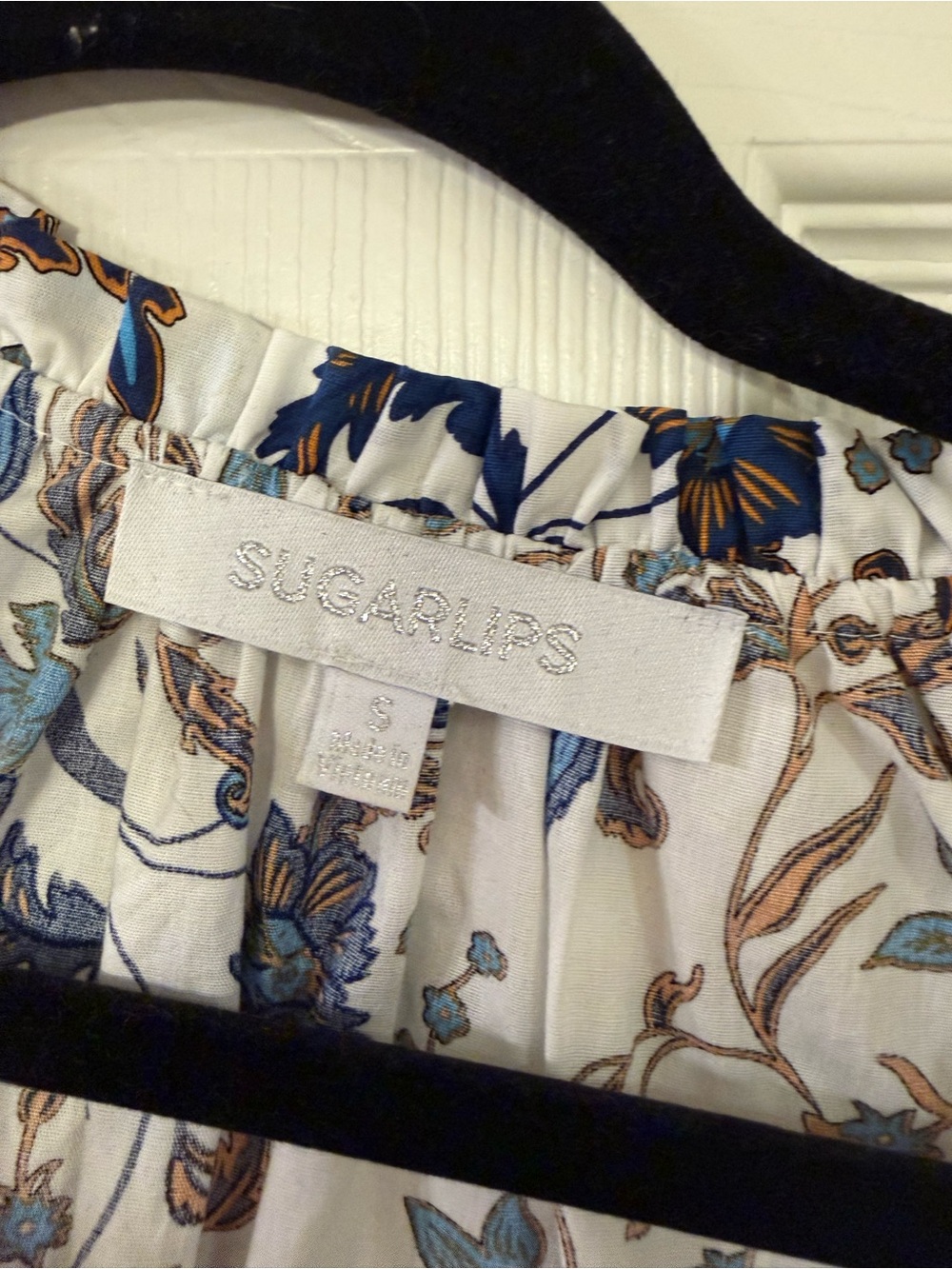 Sugarlips White Blouse with Blue & Brown Floral Print - Picture 3 of 3